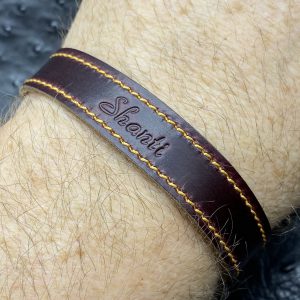 Luxury Boho Leather Stitched Bracelet by Custom Leather and Pen
