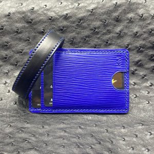 Custom Personalized Minimalist Wallet MiniMaxV2 in Electric Blue Epi Calfskin