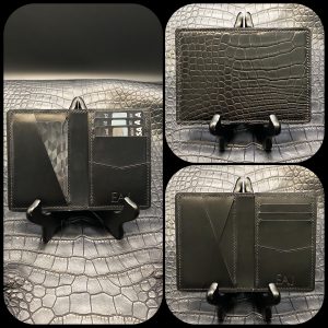 Custom Personalized Pocket Organizer Wallet in Matte Black Alligator