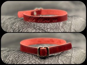 Personalized TBD Wrist Band in Horween Leather. Custom made in Houston, TX.