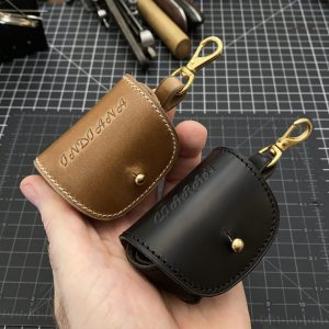 Custom Dog Poop Bag Dispenser, Dog Waste Bag Dispenser in Natural and Black Horween CXL Leather