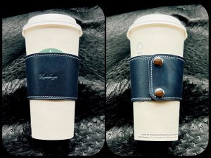 Luxury Personalized Sleeve for Starbucks in Horween Leather,Eco Friendly Reusable wrap for Starbucks