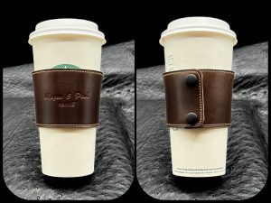 Luxury Personalized Sleeve for Starbucks in Horween Leather,Eco Friendly Reusable wrap for Starbucks