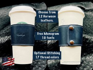 Luxury Personalized Sleeve for Starbucks in Horween Leather,Eco Friendly Reusable wrap for Starbucks