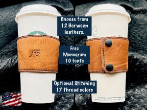 Luxury Personalized Sleeve for Starbucks in Horween Leather,Eco Friendly Reusable wrap for Starbucks