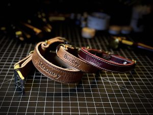 Personalized Luxury Dog Collars Handmade in Horween Leather
